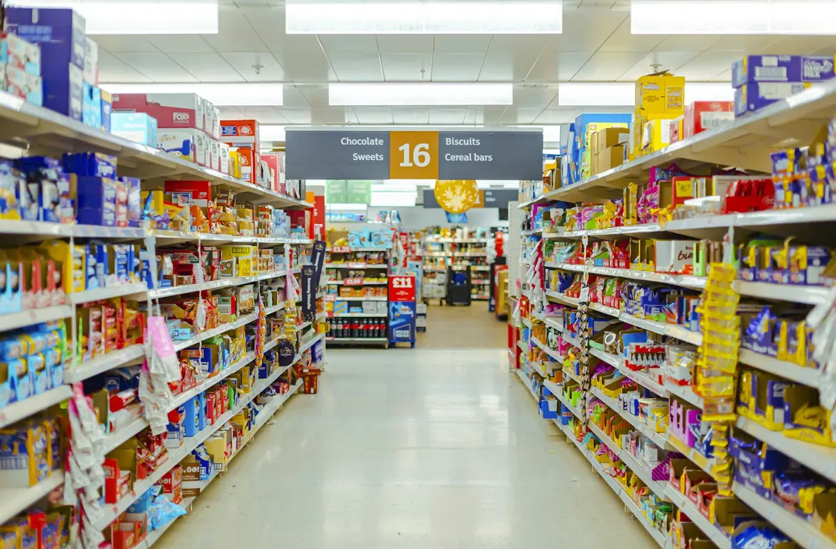The shelves of a village shop